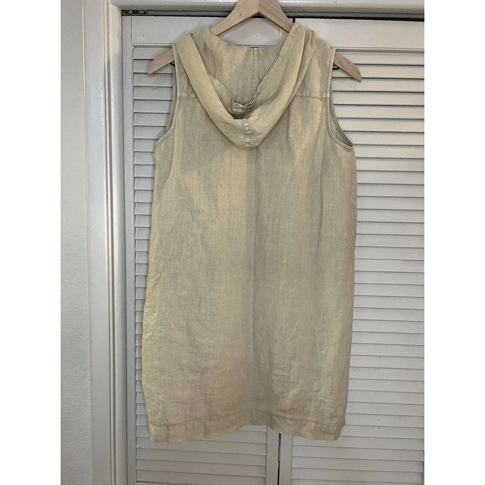 J Jill 100% Linen Hooded Sleeveless Shift Dress Size Medium Petite MP - Picture 5 of 5
